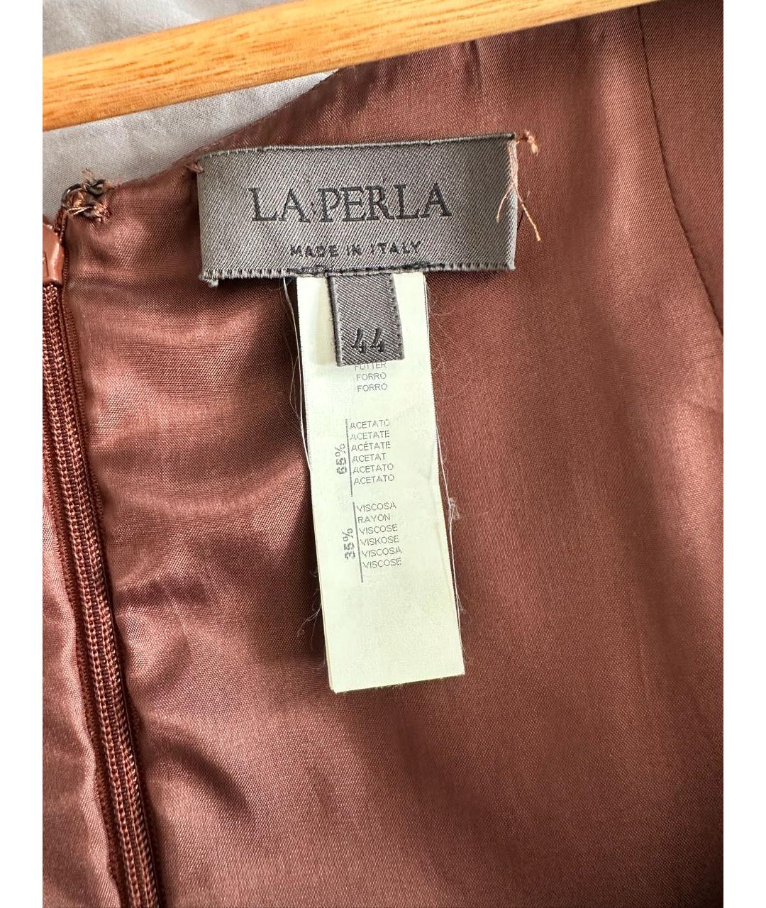 LA PERLA Бордовое ацетатное коктейльное платье, фото 5