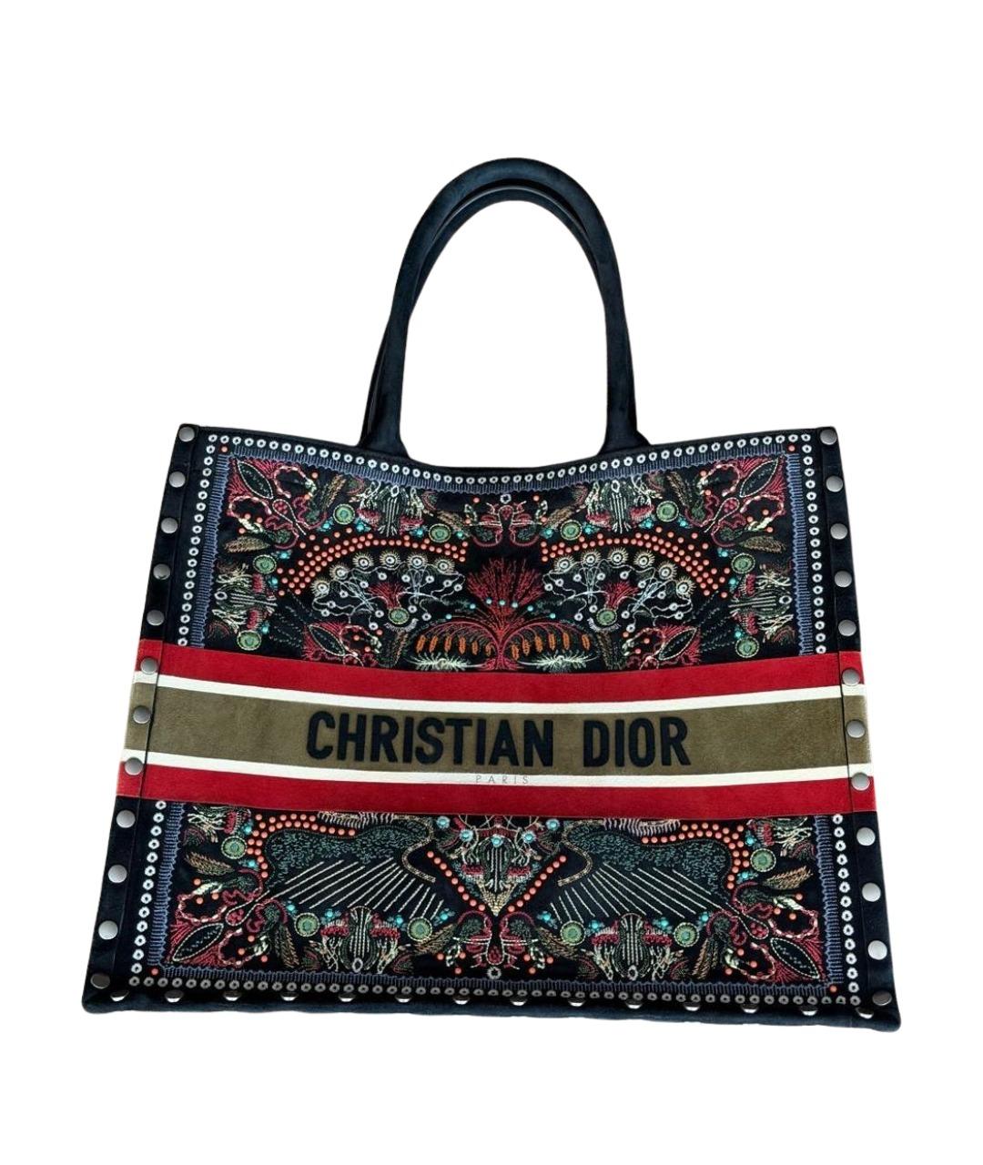 CHRISTIAN DIOR Черная бархатная сумка тоут, фото 1