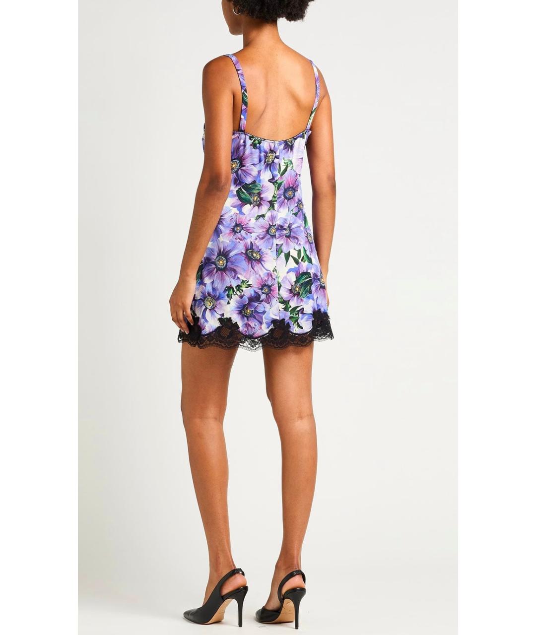 DOLCE&GABBANA Фиолетовое шелковое коктейльное платье, фото 3
