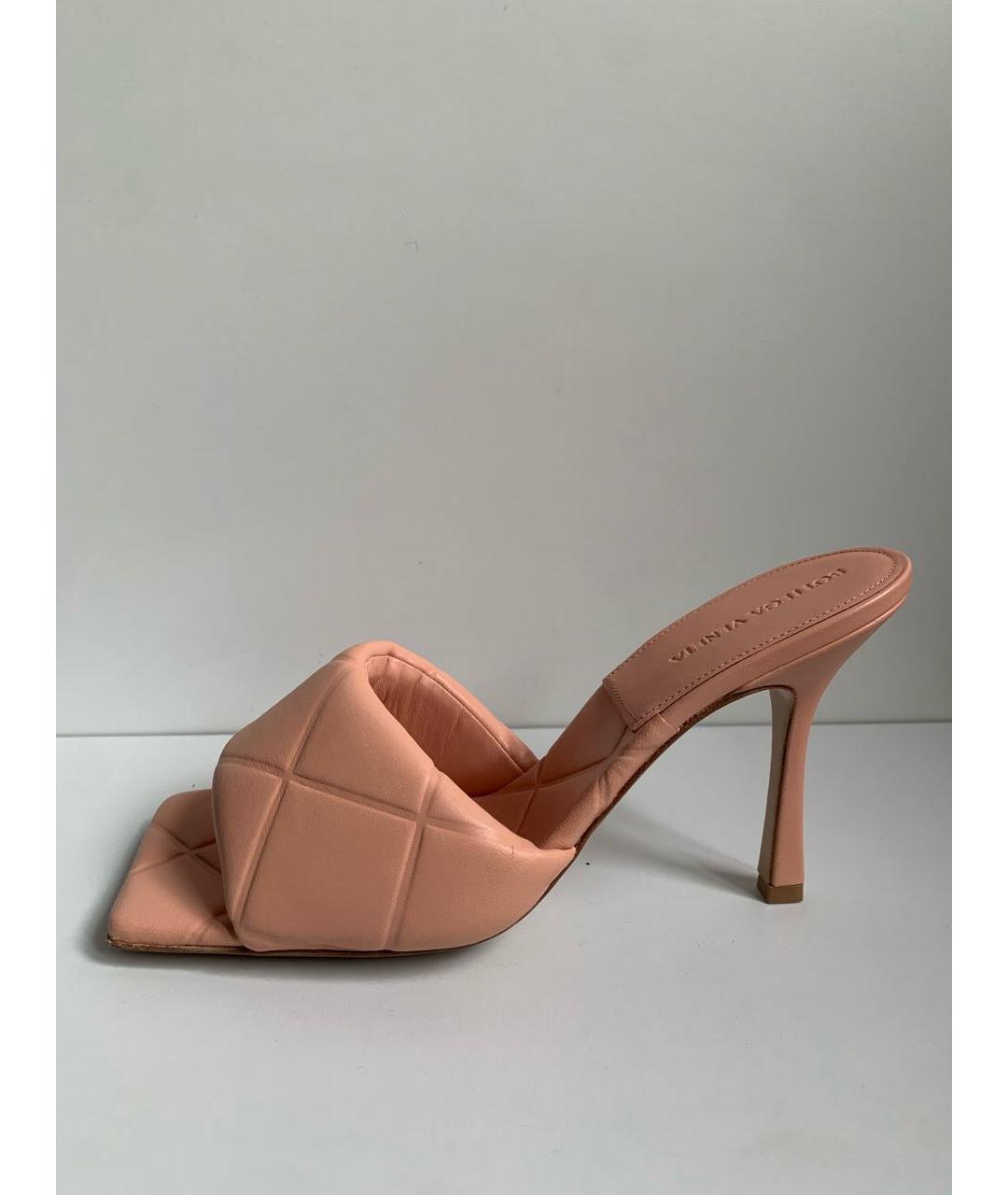 BOTTEGA VENETA Коралловые кожаные мюли, фото 7