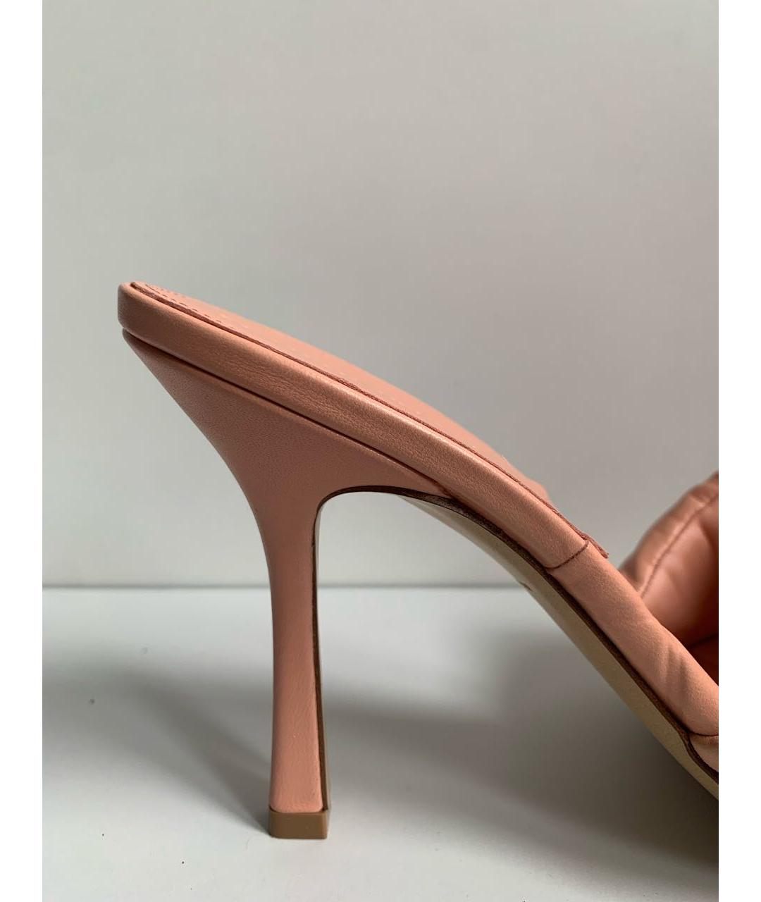 BOTTEGA VENETA Коралловые кожаные мюли, фото 4