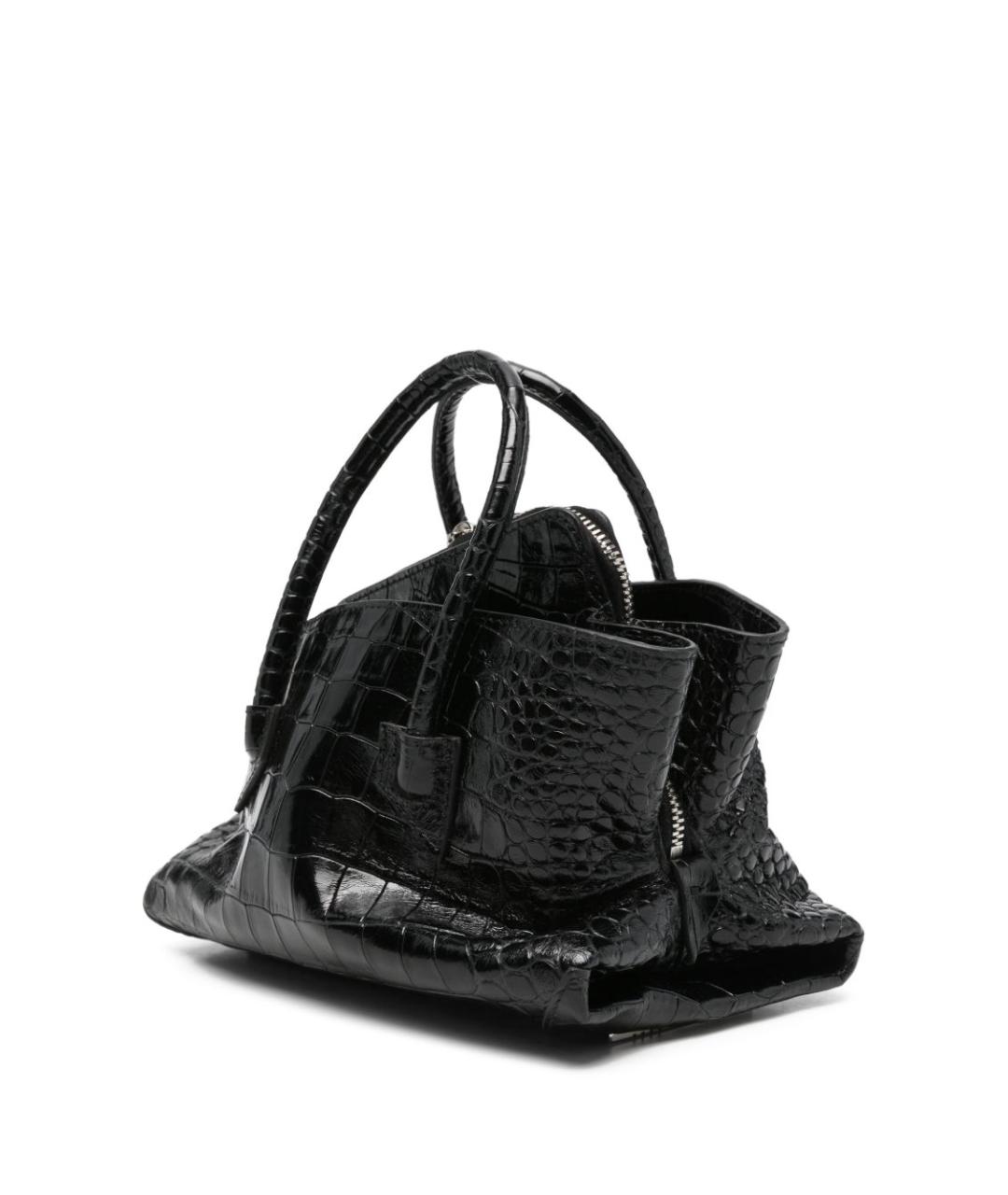 THE ATTICO Черная сумка тоут из лакированной кожи, фото 4