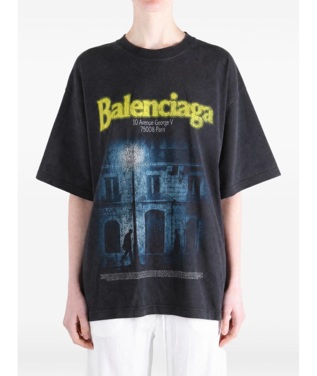 BALENCIAGA Черная хлопковая футболка, фото 2