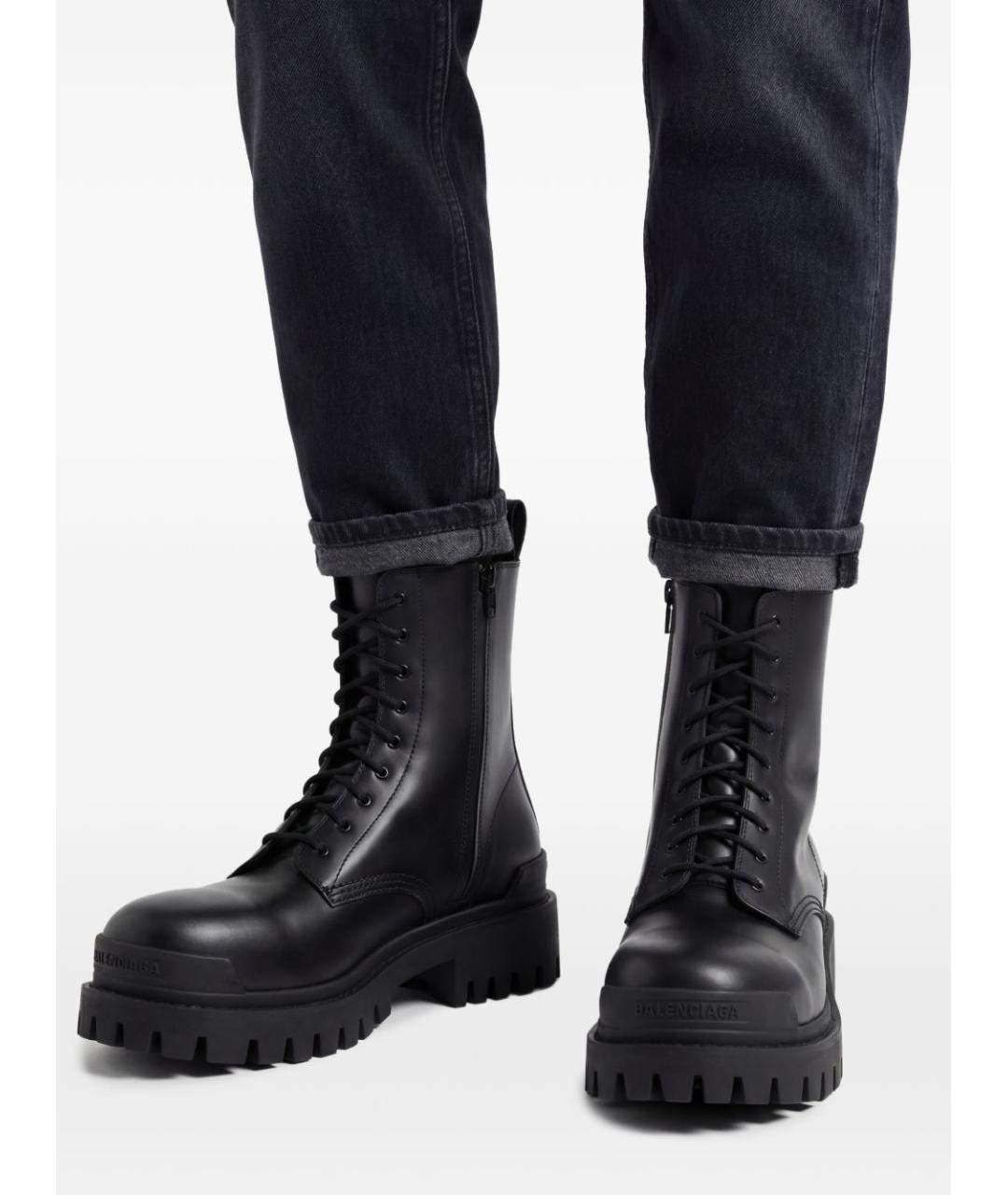 BALENCIAGA Черные кожаные высокие ботинки, фото 5