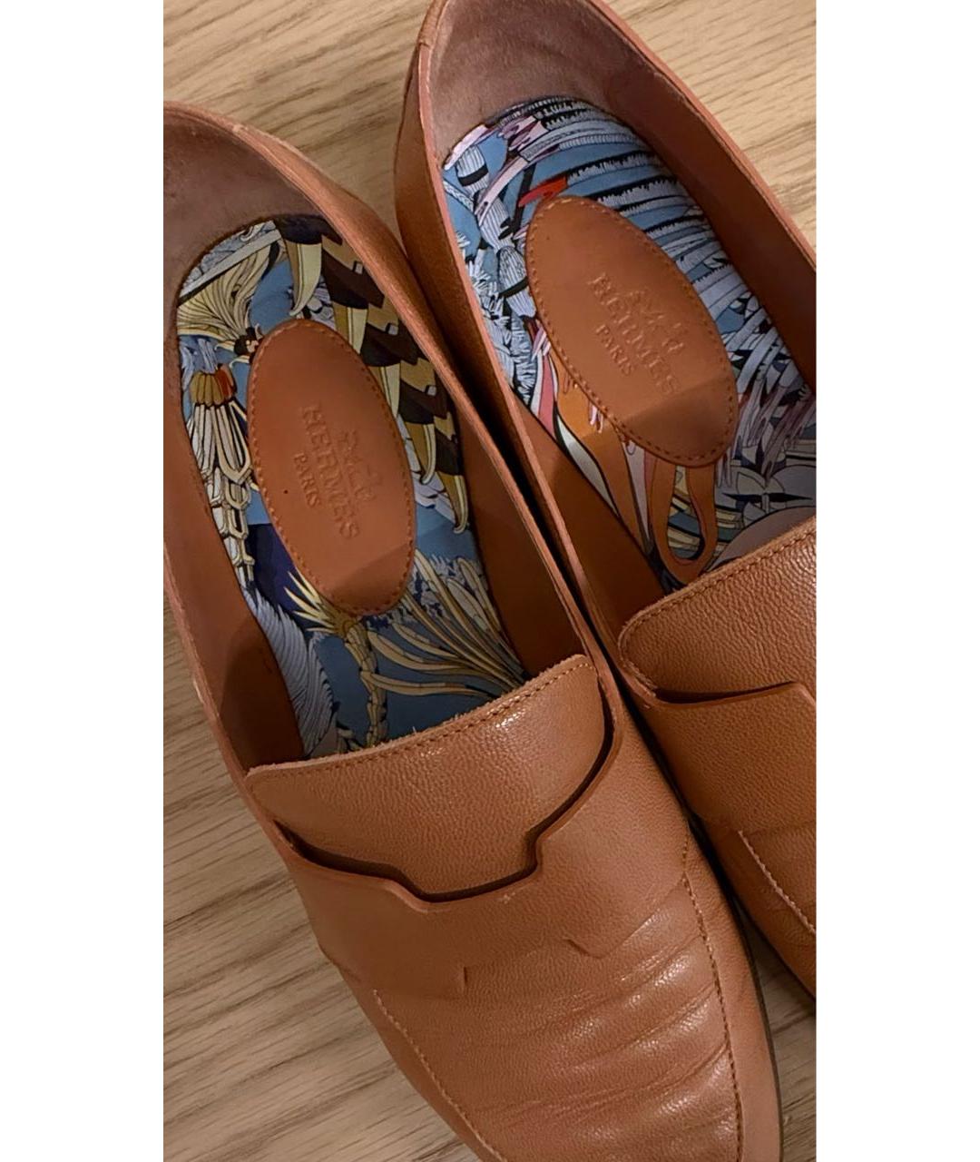 HERMES Розовые кожаные лоферы, фото 4