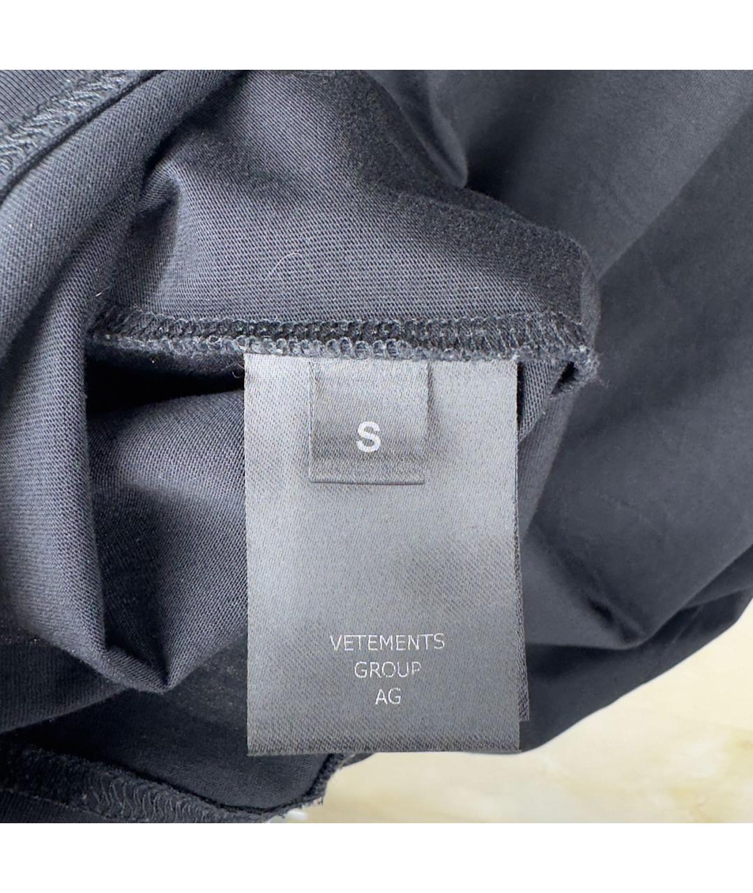VETEMENTS Черная хлопковая футболка, фото 6