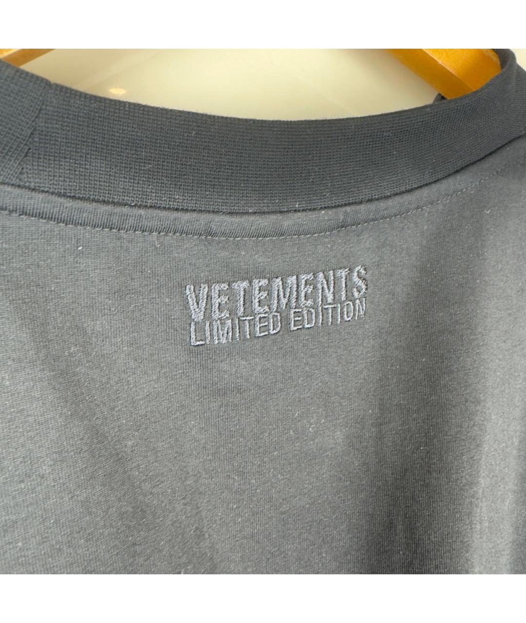 VETEMENTS Черная хлопковая футболка, фото 3