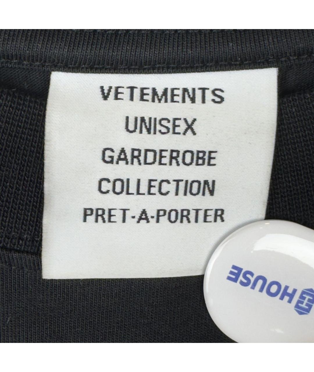 VETEMENTS Черная хлопковая футболка, фото 4