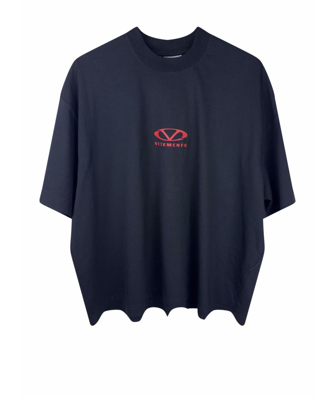 VETEMENTS Черная хлопковая футболка, фото 1