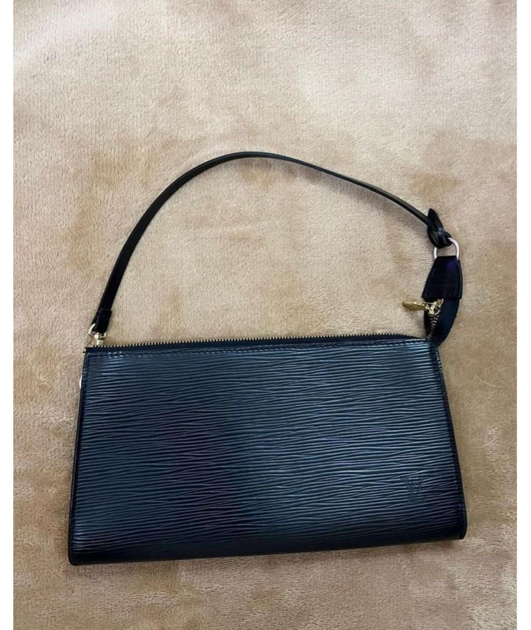 LOUIS VUITTON Черная кожаная сумка с короткими ручками, фото 6