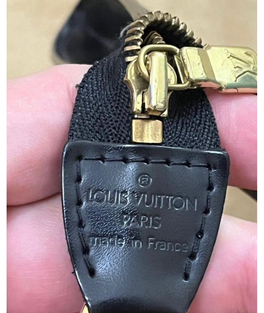 LOUIS VUITTON Черная кожаная сумка с короткими ручками, фото 4