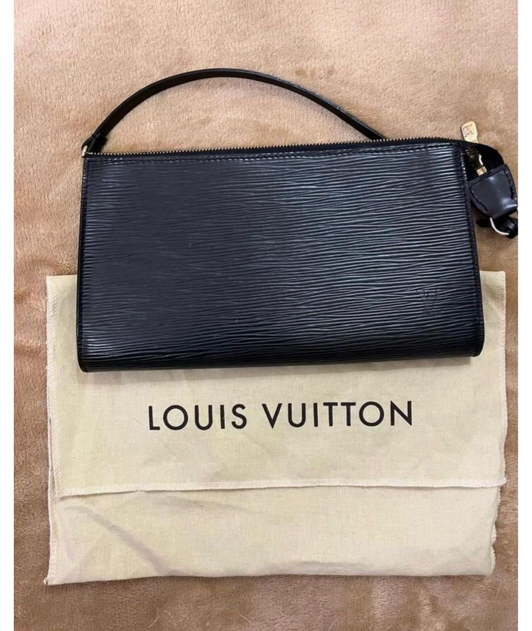 LOUIS VUITTON Черная кожаная сумка с короткими ручками, фото 2
