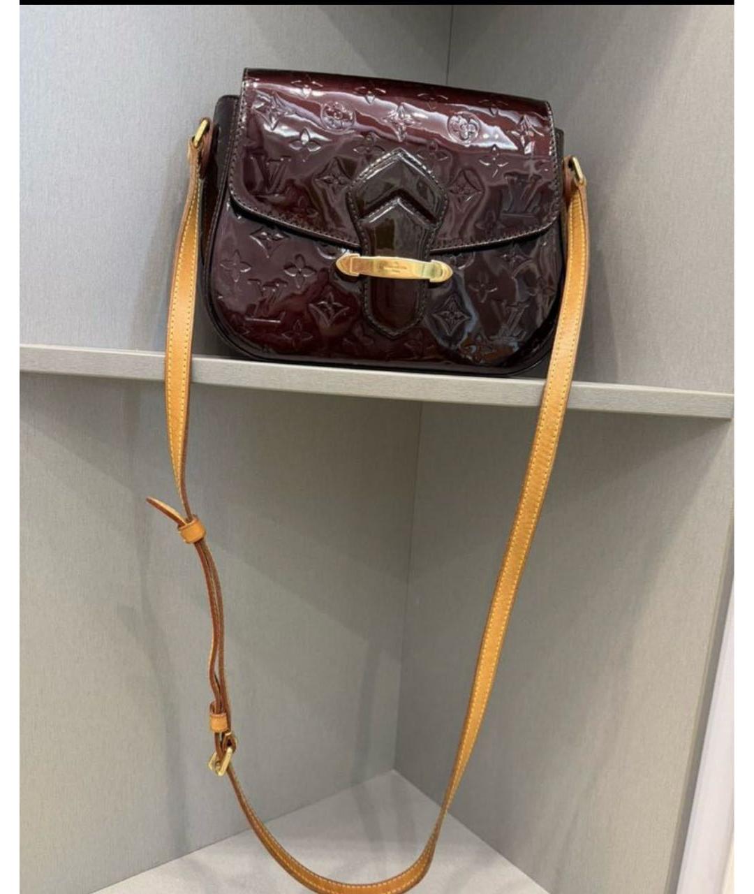 LOUIS VUITTON Бордовая сумка через плечо из лакированной кожи, фото 3