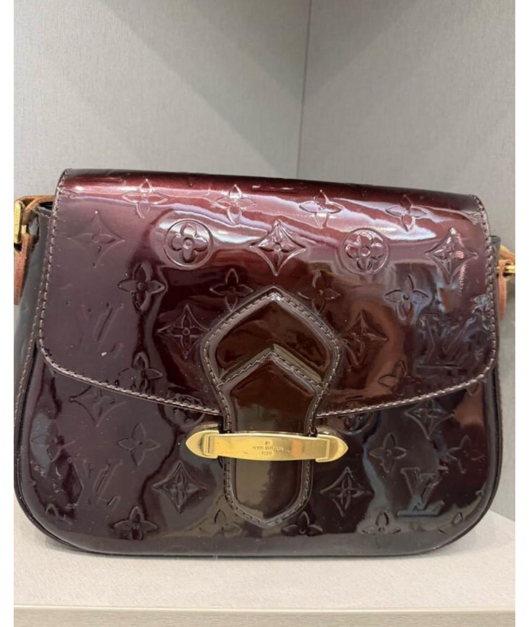 LOUIS VUITTON Бордовая сумка через плечо из лакированной кожи, фото 2