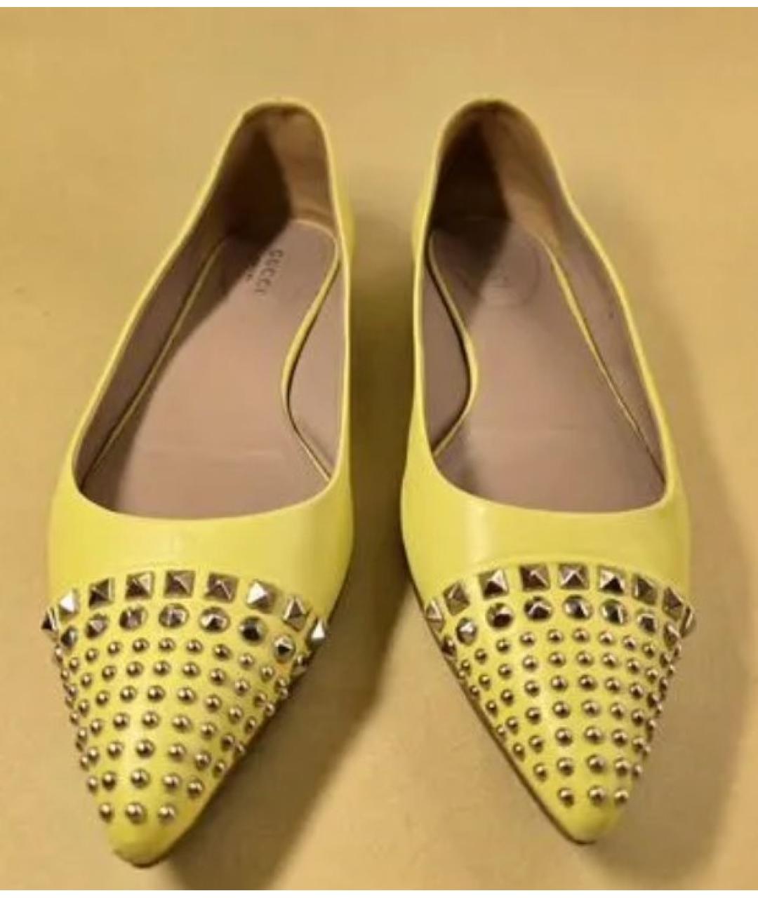 GUCCI Желтые кожаные балетки, фото 4