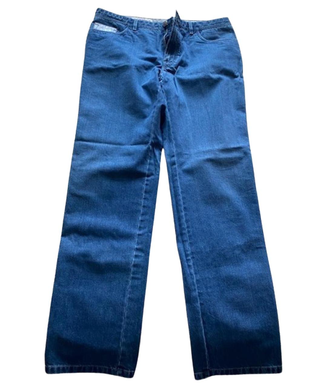 BRIONI Синие хлопковые прямые джинсы, фото 1