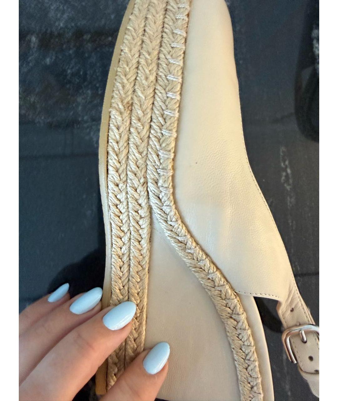 STUART WEITZMAN Бежевые кожаные босоножки, фото 6