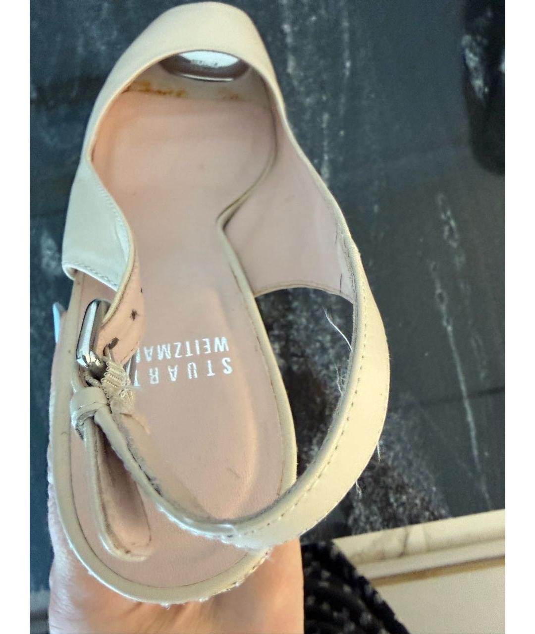 STUART WEITZMAN Бежевые кожаные босоножки, фото 5