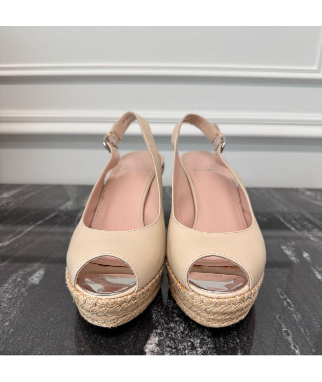 STUART WEITZMAN Бежевые кожаные босоножки, фото 2