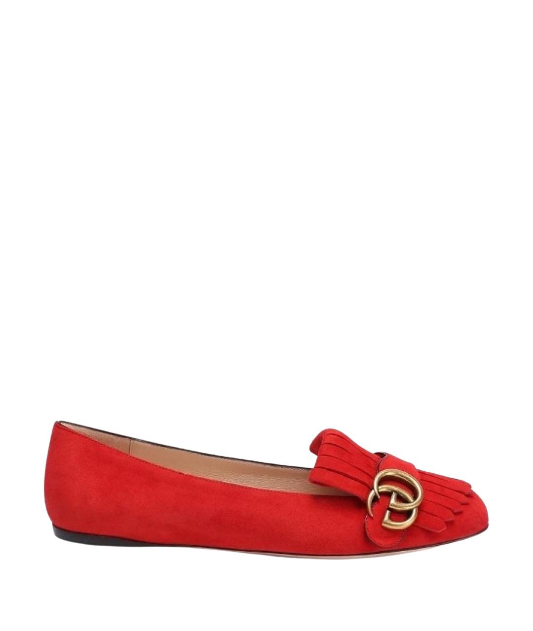 GUCCI Красные замшевые балетки, фото 1
