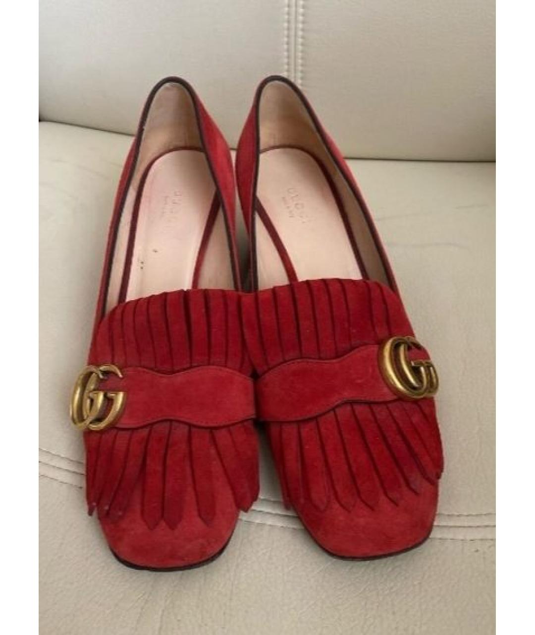 GUCCI Красные замшевые балетки, фото 3