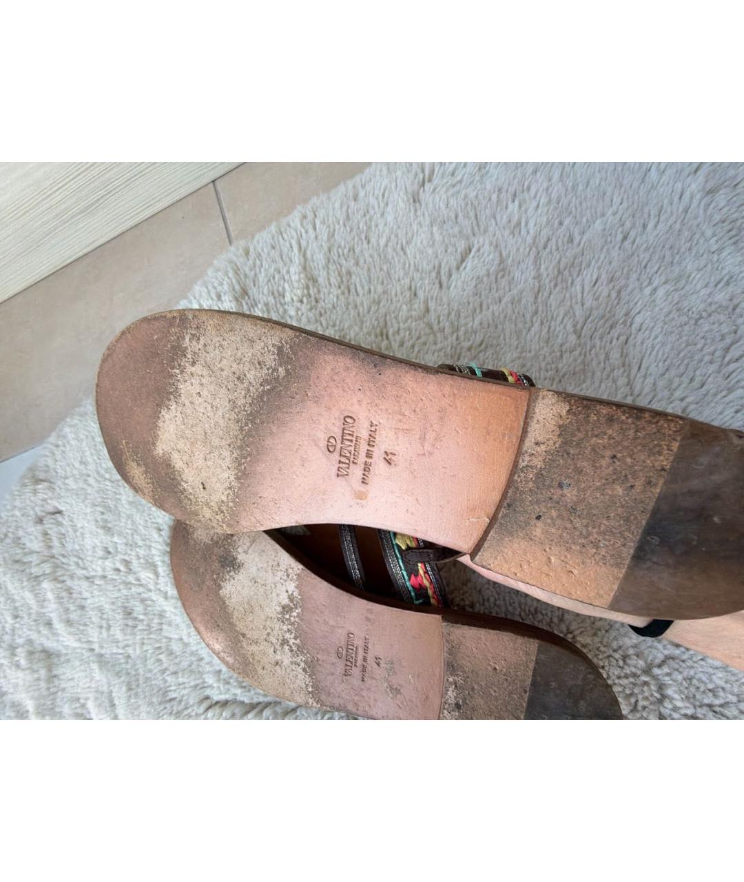 VALENTINO Коричневые кожаные босоножки, фото 5