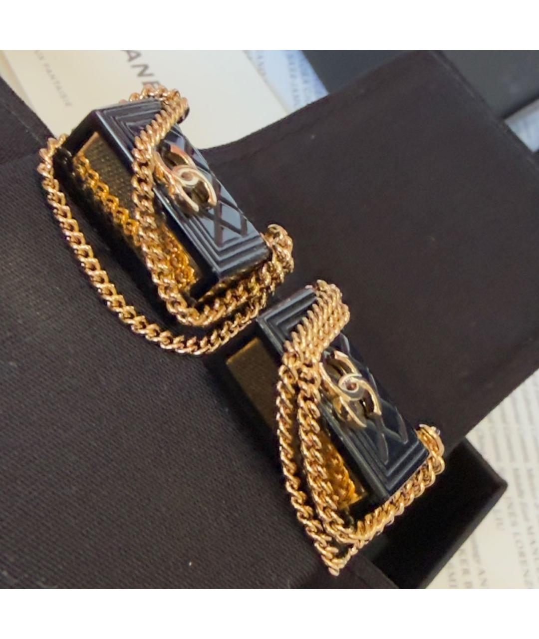 CHANEL Черные пластиковые серьги, фото 6