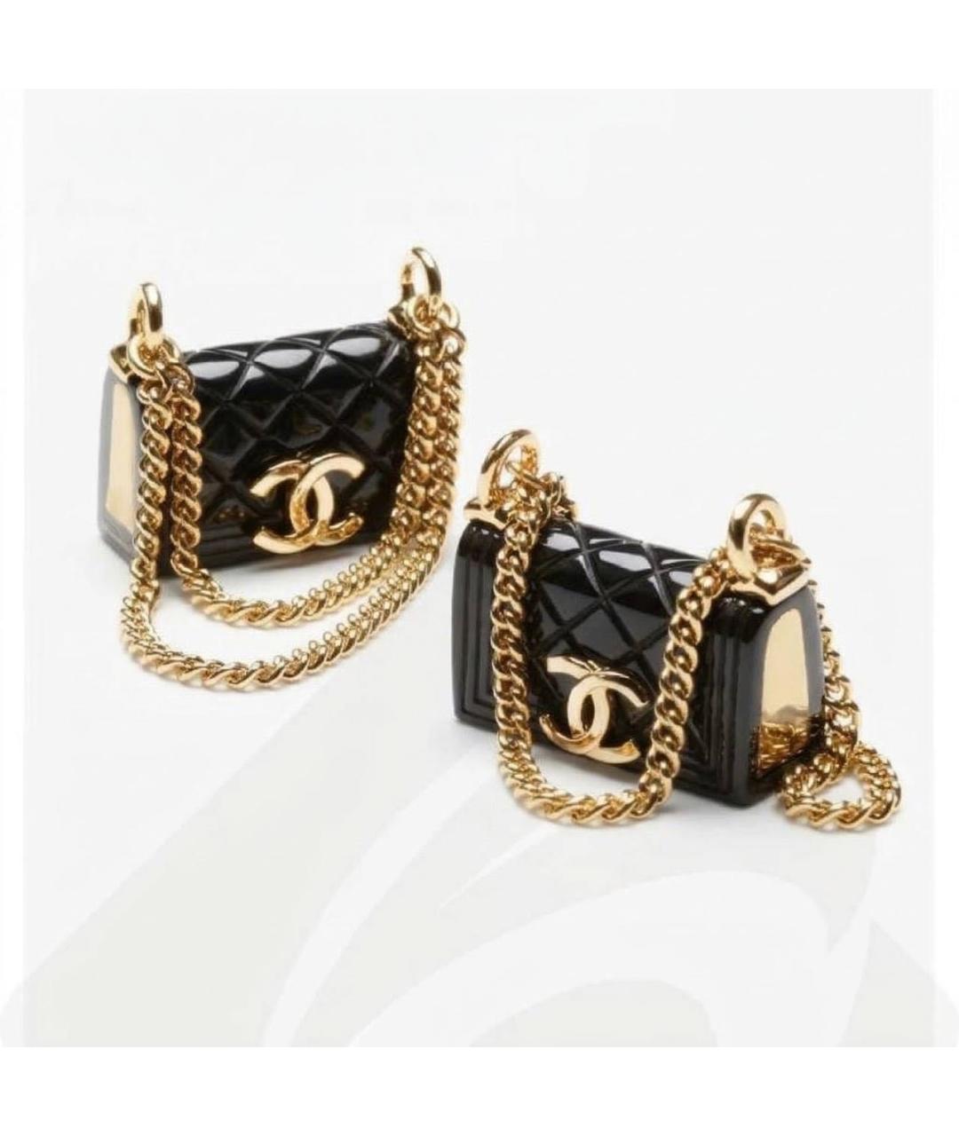 CHANEL Черные пластиковые серьги, фото 7