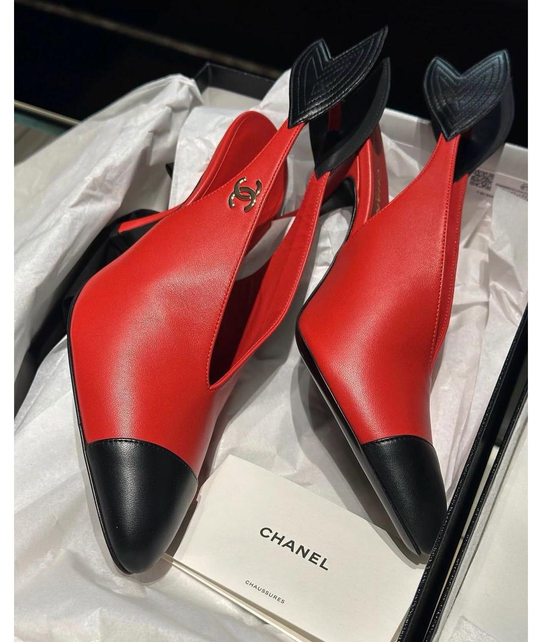 CHANEL Красные кожаные туфли, фото 2