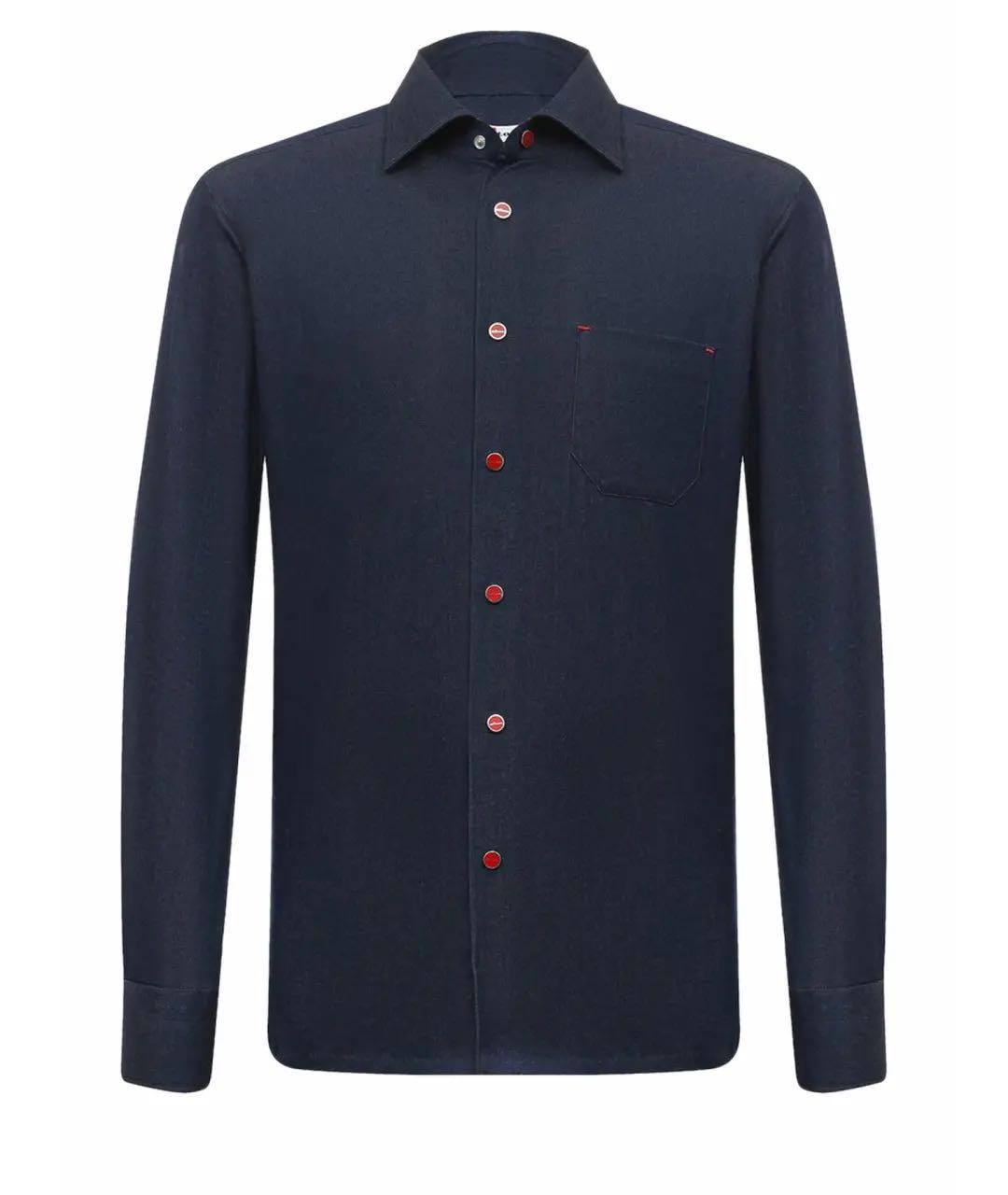 KITON Темно-синяя хлопковая кэжуал рубашка, фото 1