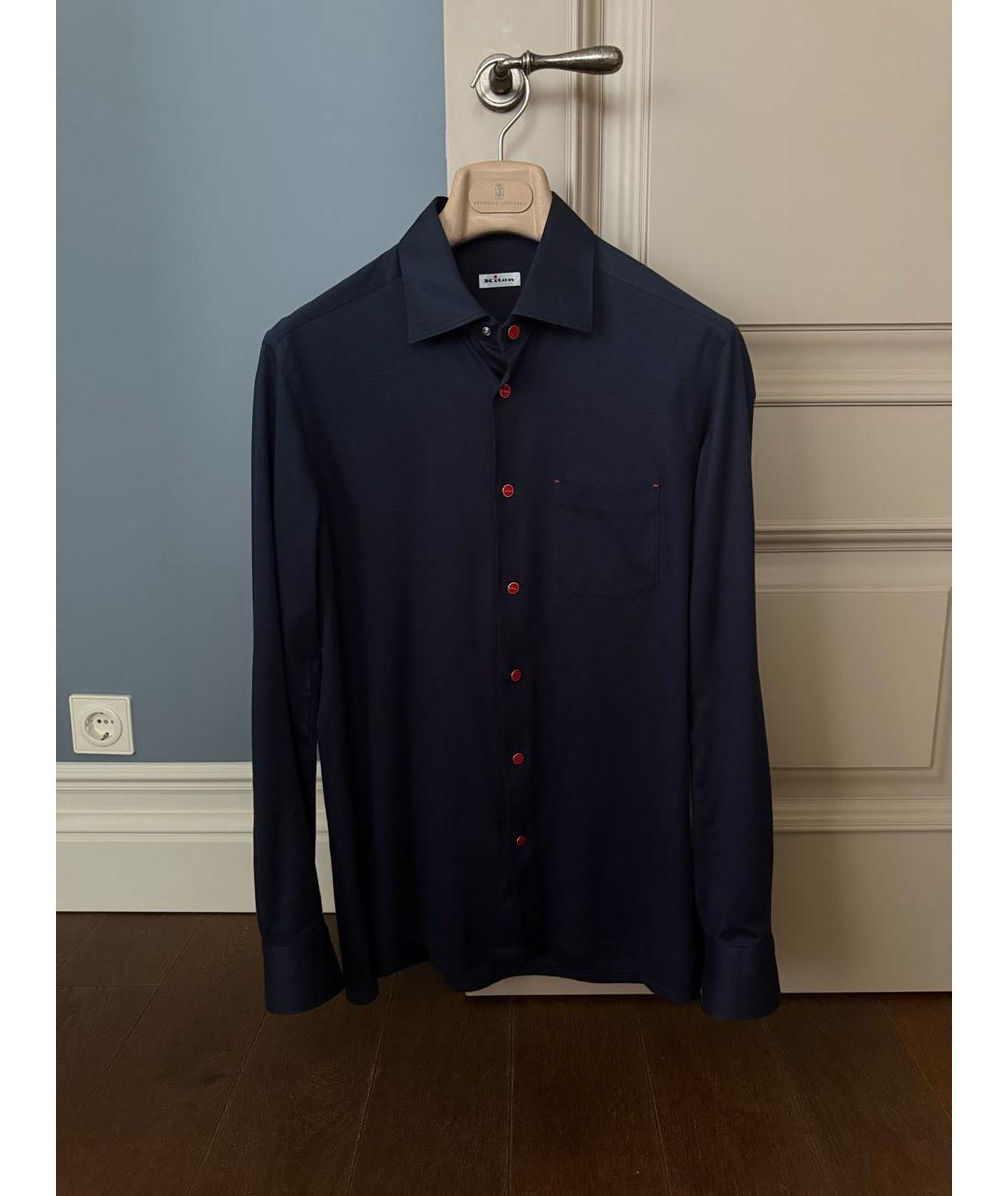 KITON Темно-синяя хлопковая кэжуал рубашка, фото 3