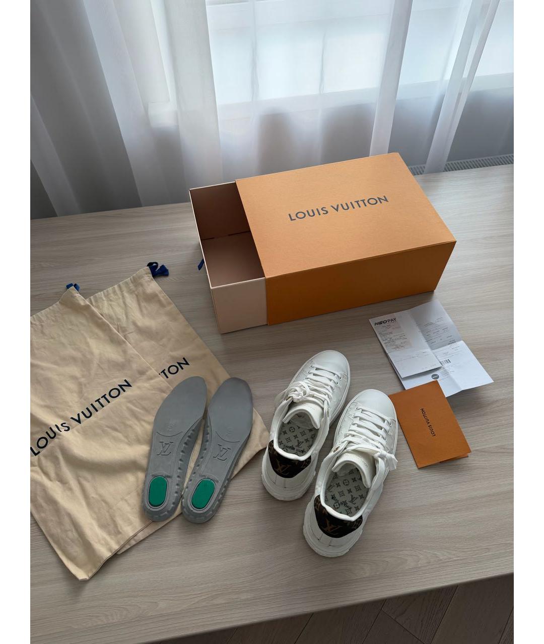 LOUIS VUITTON Белые кожаные кроссовки, фото 8