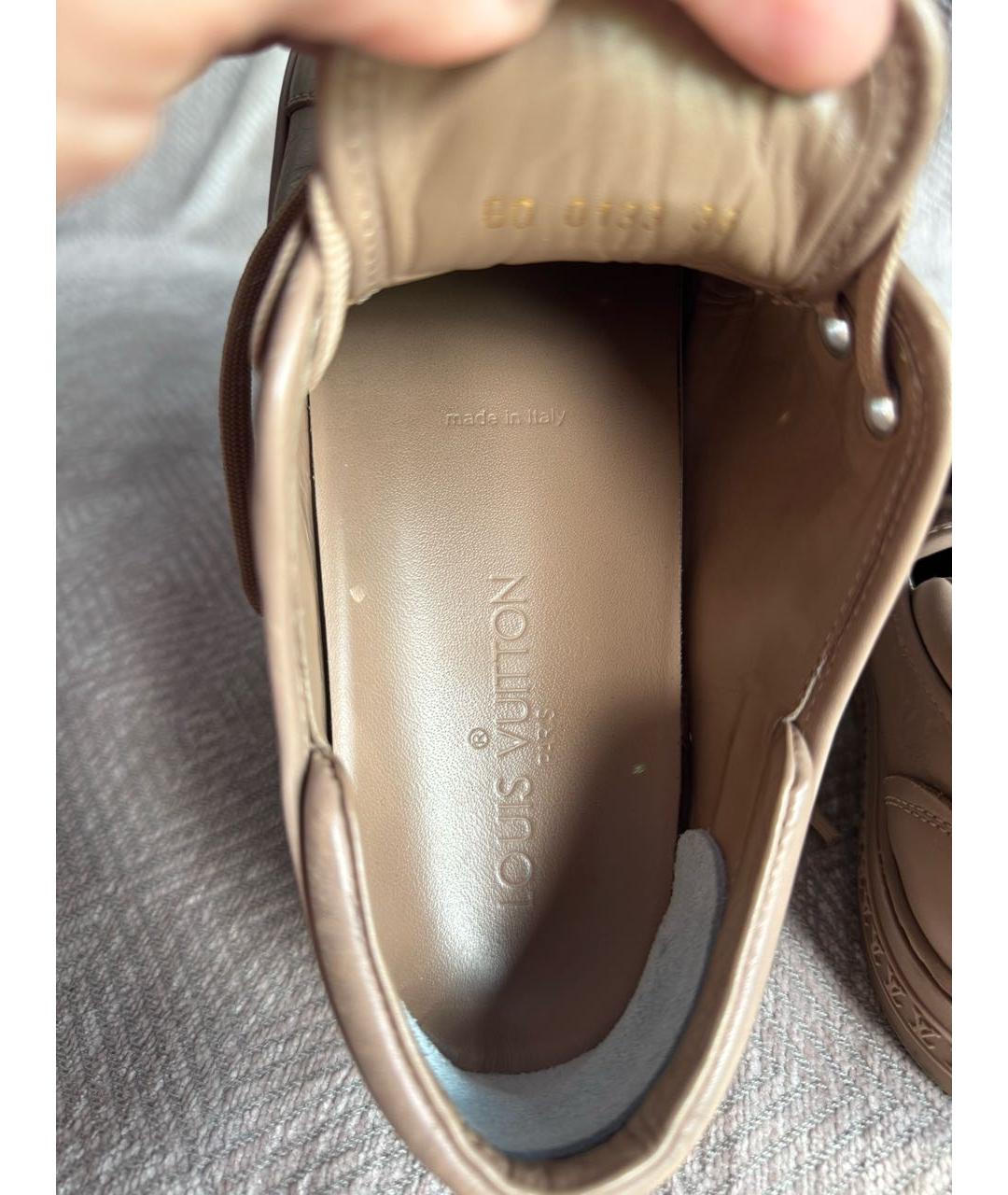 LOUIS VUITTON Бежевые кожаные кеды, фото 8