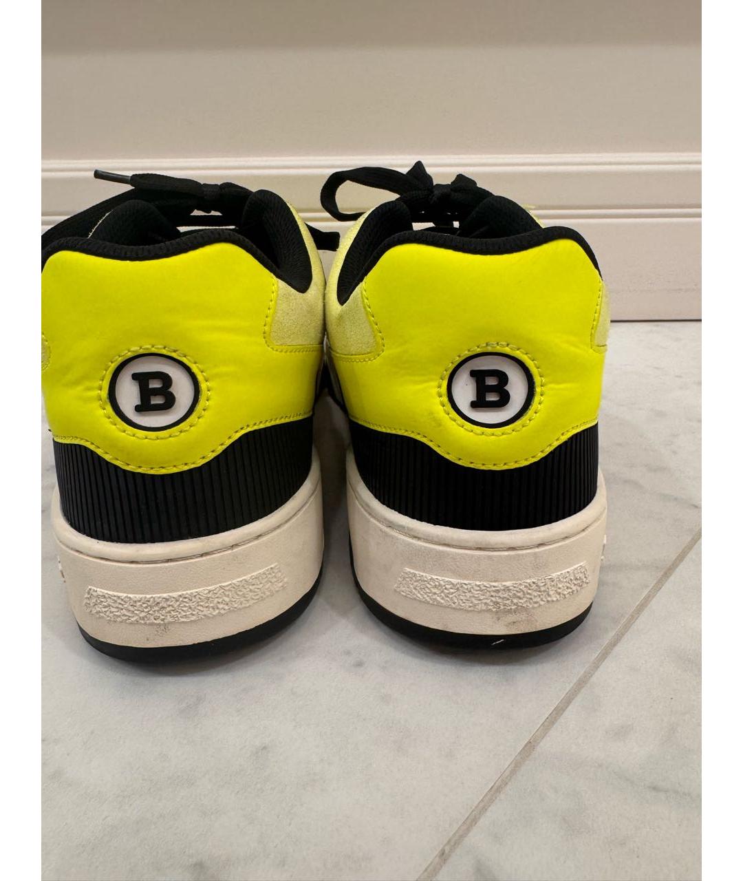 BALLY Желтые нубуковые низкие кроссовки / кеды, фото 4