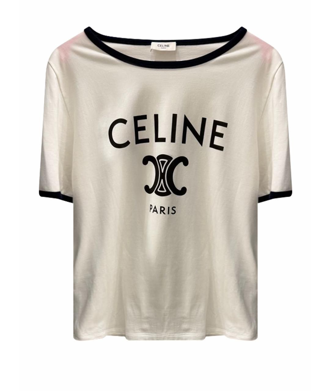 CELINE Белая хлопковая футболка, фото 1