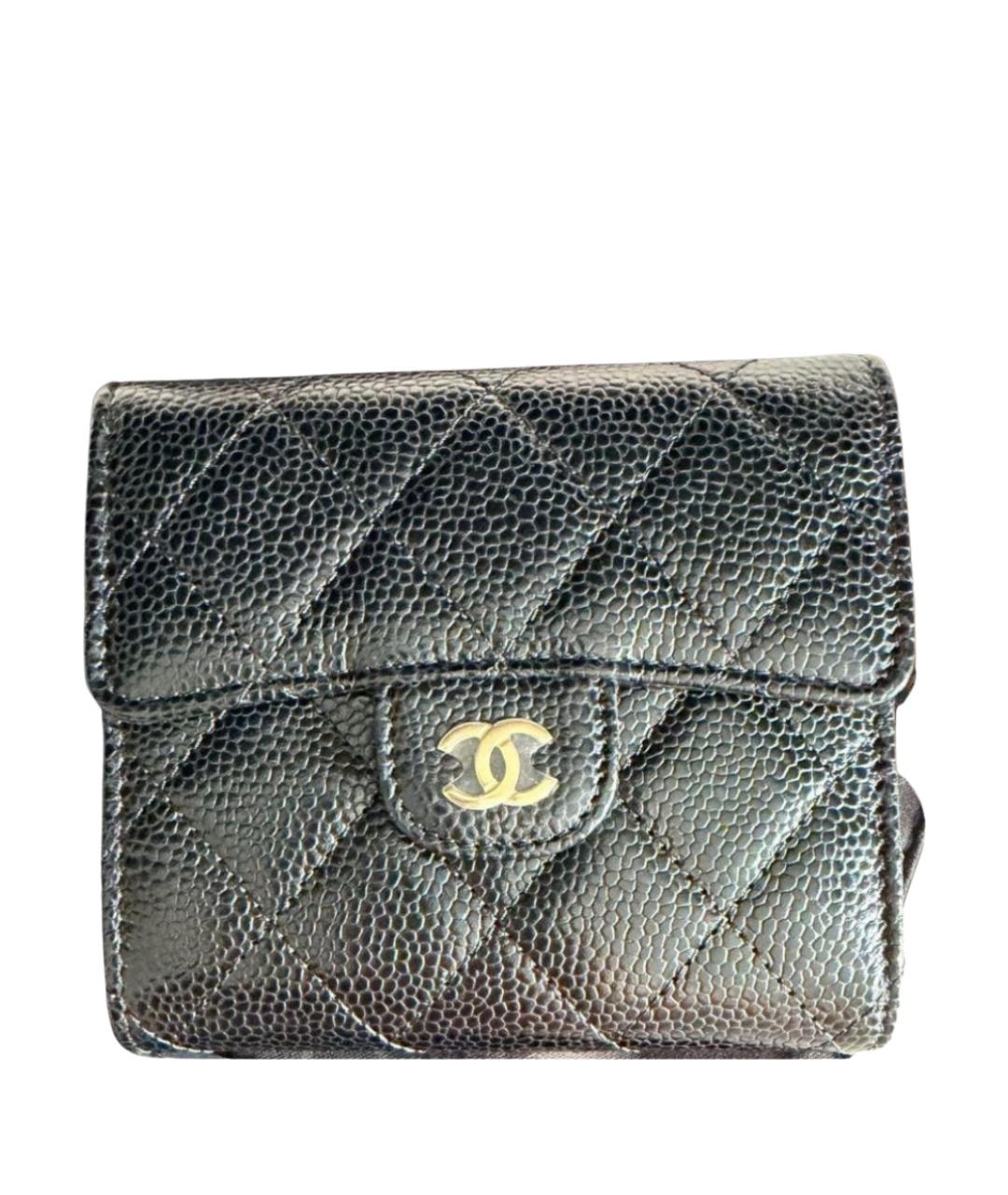 CHANEL Черный кожаный кошелек, фото 1