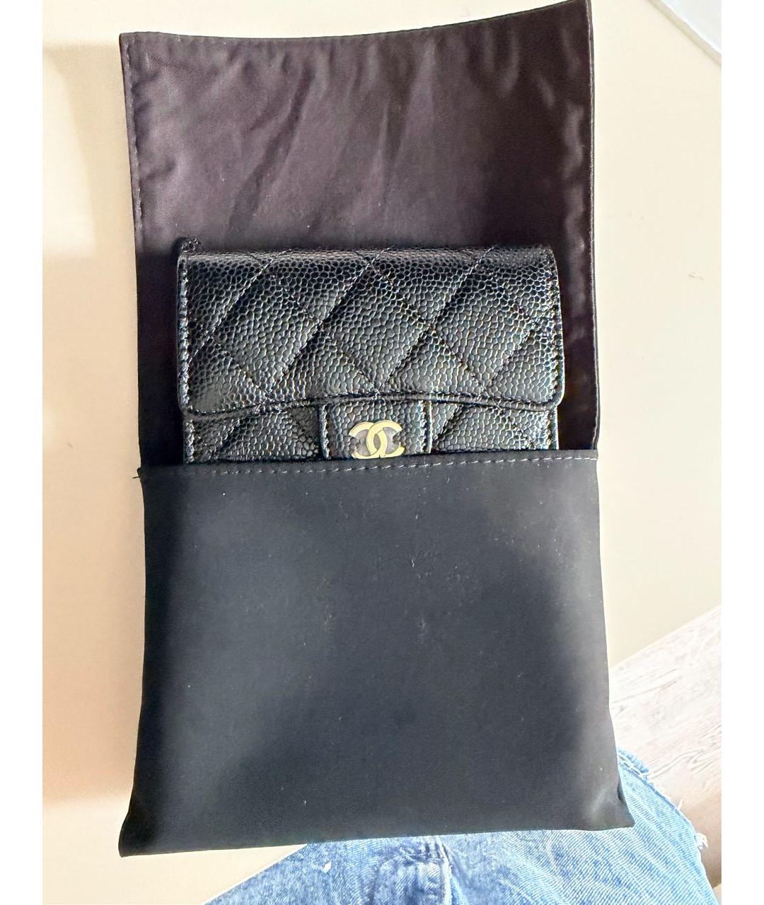 CHANEL Черный кожаный кошелек, фото 8
