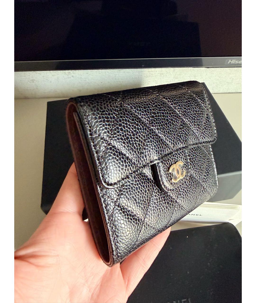 CHANEL Черный кожаный кошелек, фото 2