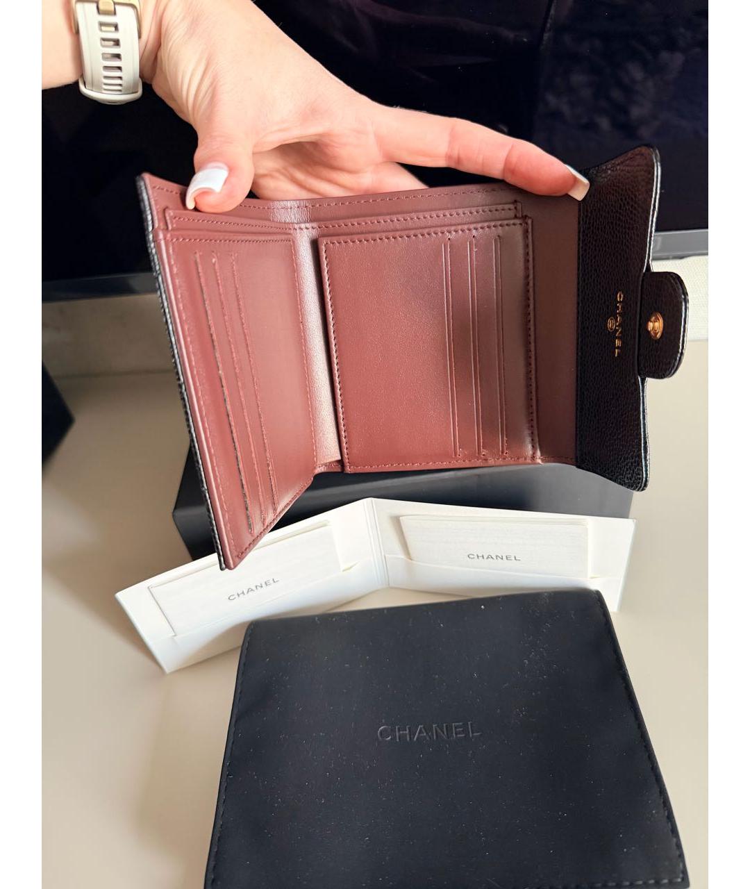 CHANEL Черный кожаный кошелек, фото 4