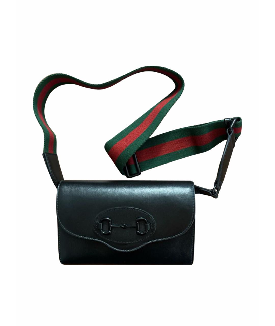 GUCCI Черная кожаная сумка через плечо, фото 1