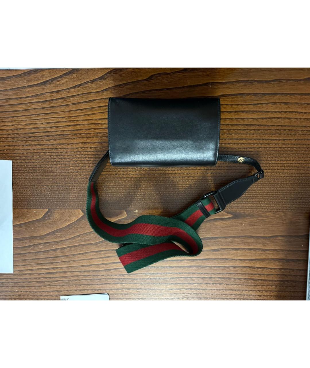 GUCCI Черная кожаная сумка через плечо, фото 3