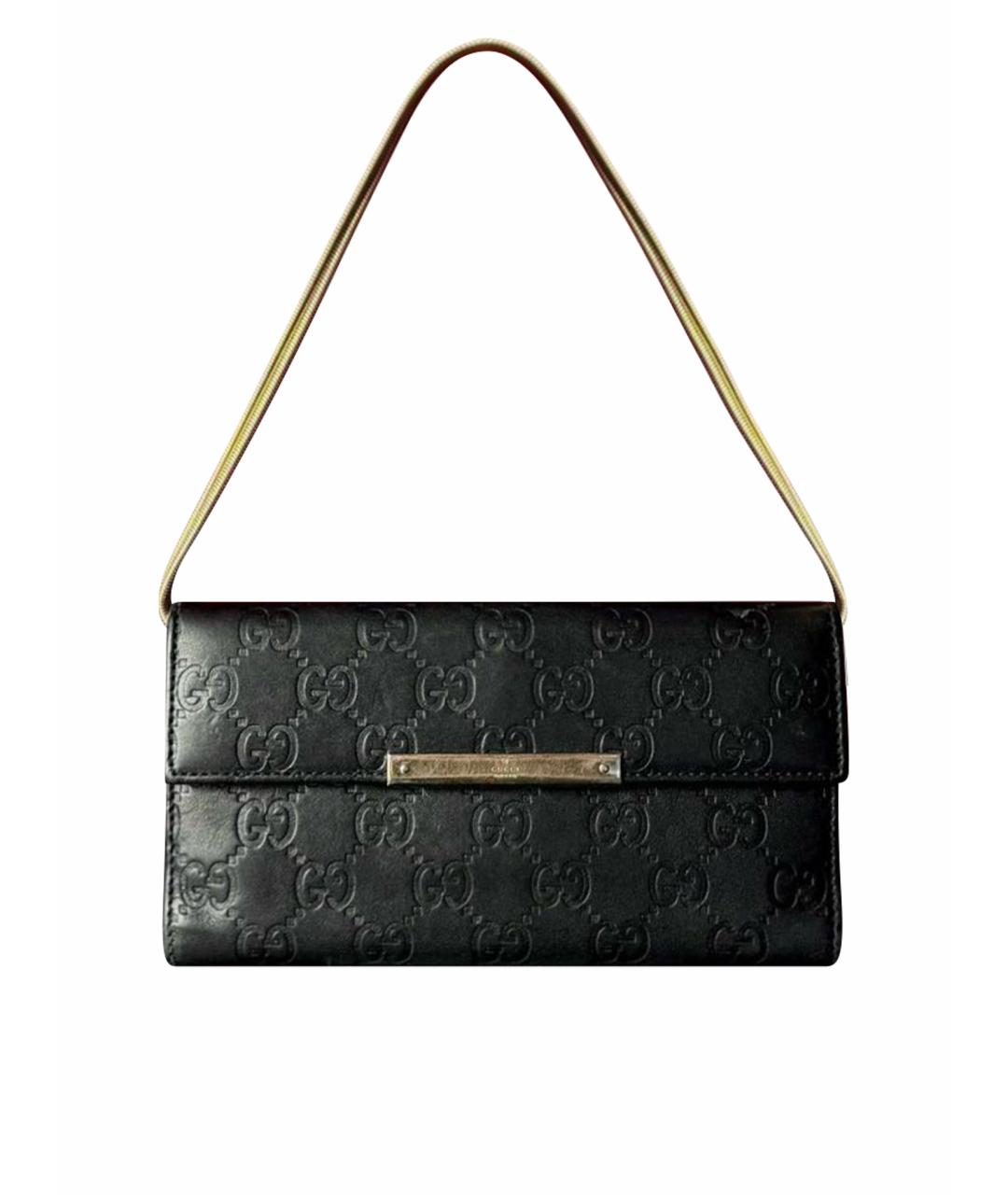 GUCCI Черная кожаная сумка с короткими ручками, фото 1