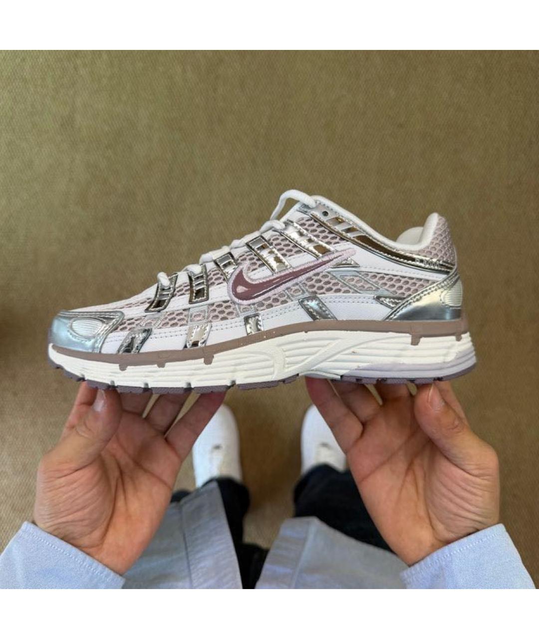 NIKE Серебряные текстильные кроссовки, фото 5
