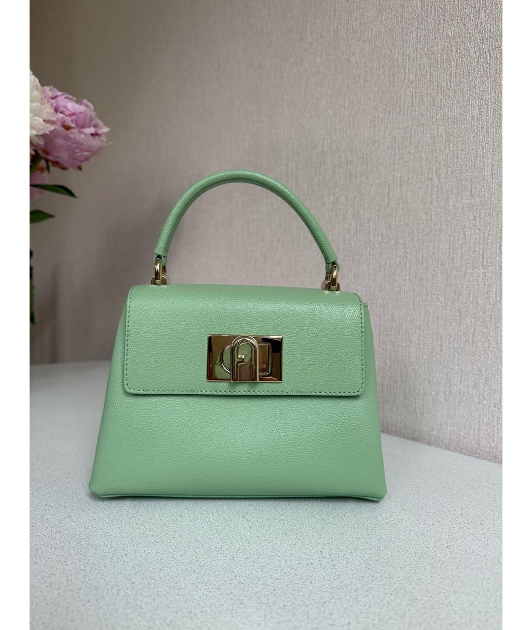 FURLA Салатовая кожаная сумка с короткими ручками, фото 3