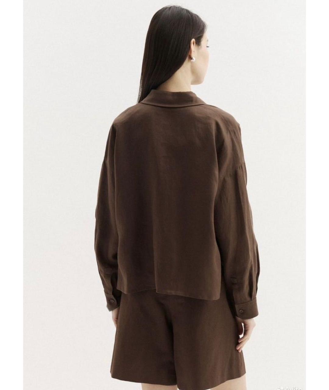 WEEKEND MAX MARA Коричневая льняная рубашка, фото 7