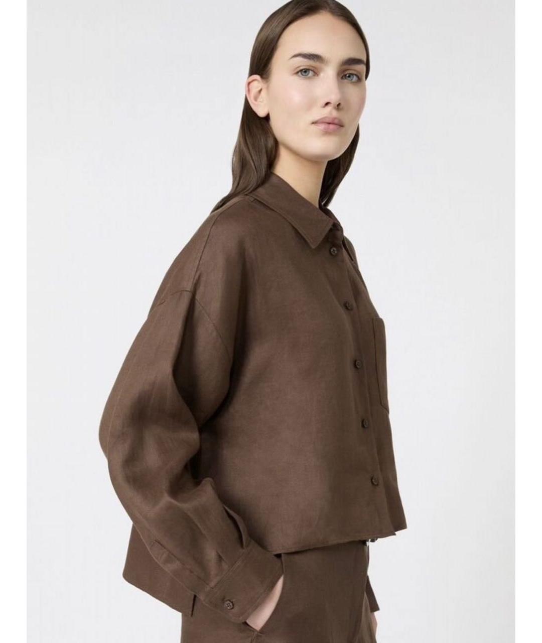WEEKEND MAX MARA Коричневая льняная рубашка, фото 6