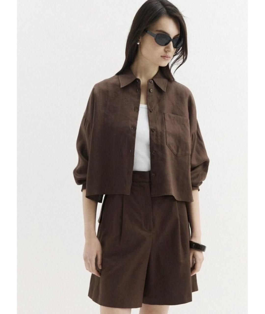 WEEKEND MAX MARA Коричневая льняная рубашка, фото 8