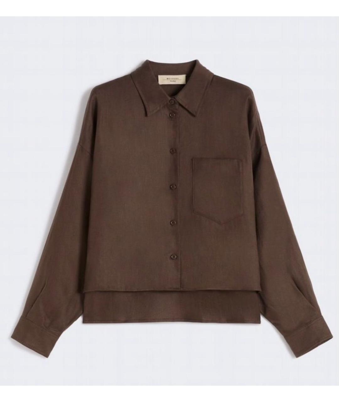 WEEKEND MAX MARA Коричневая льняная рубашка, фото 9