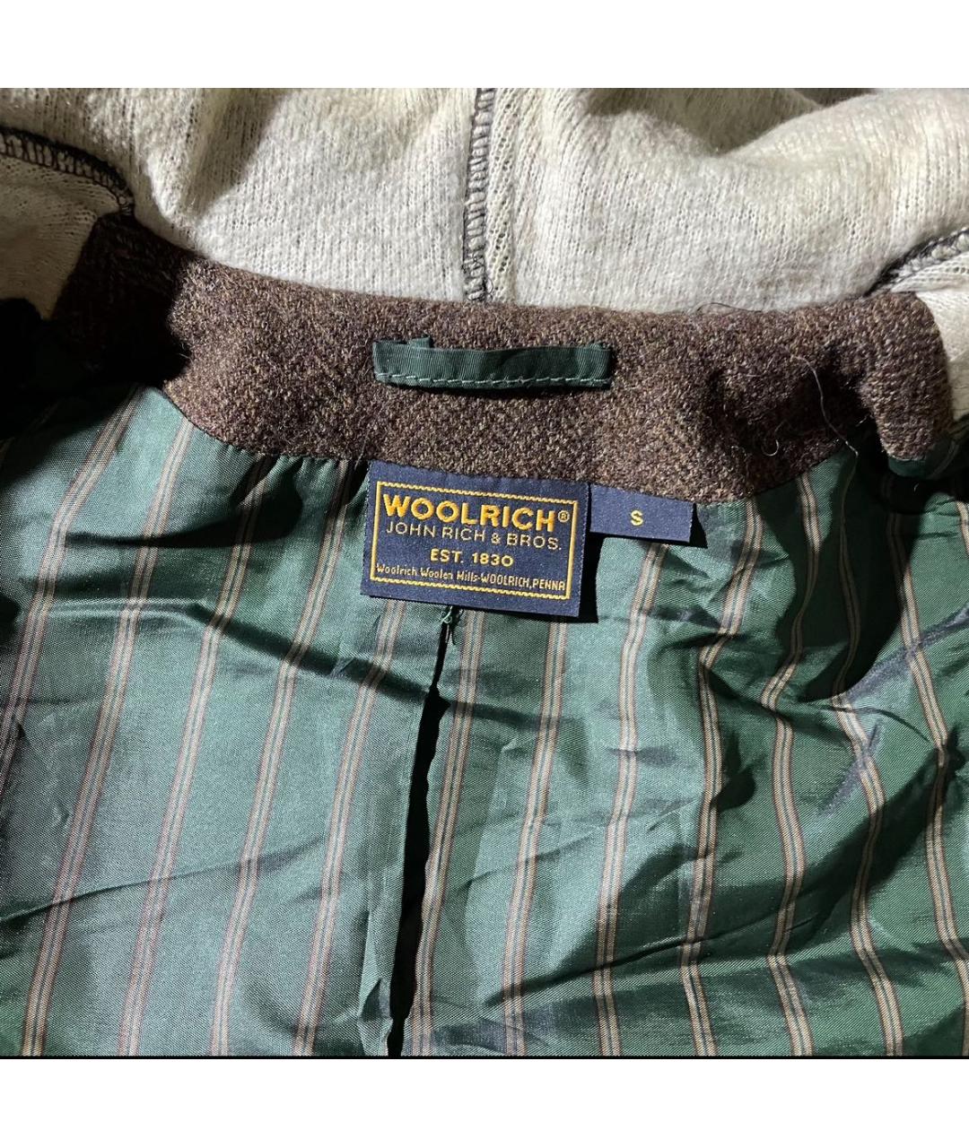 WOOLRICH Коричневое твидовое пальто, фото 6