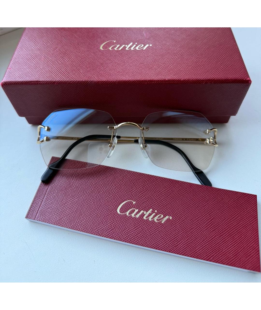 CARTIER Золотые металлические солнцезащитные очки, фото 2